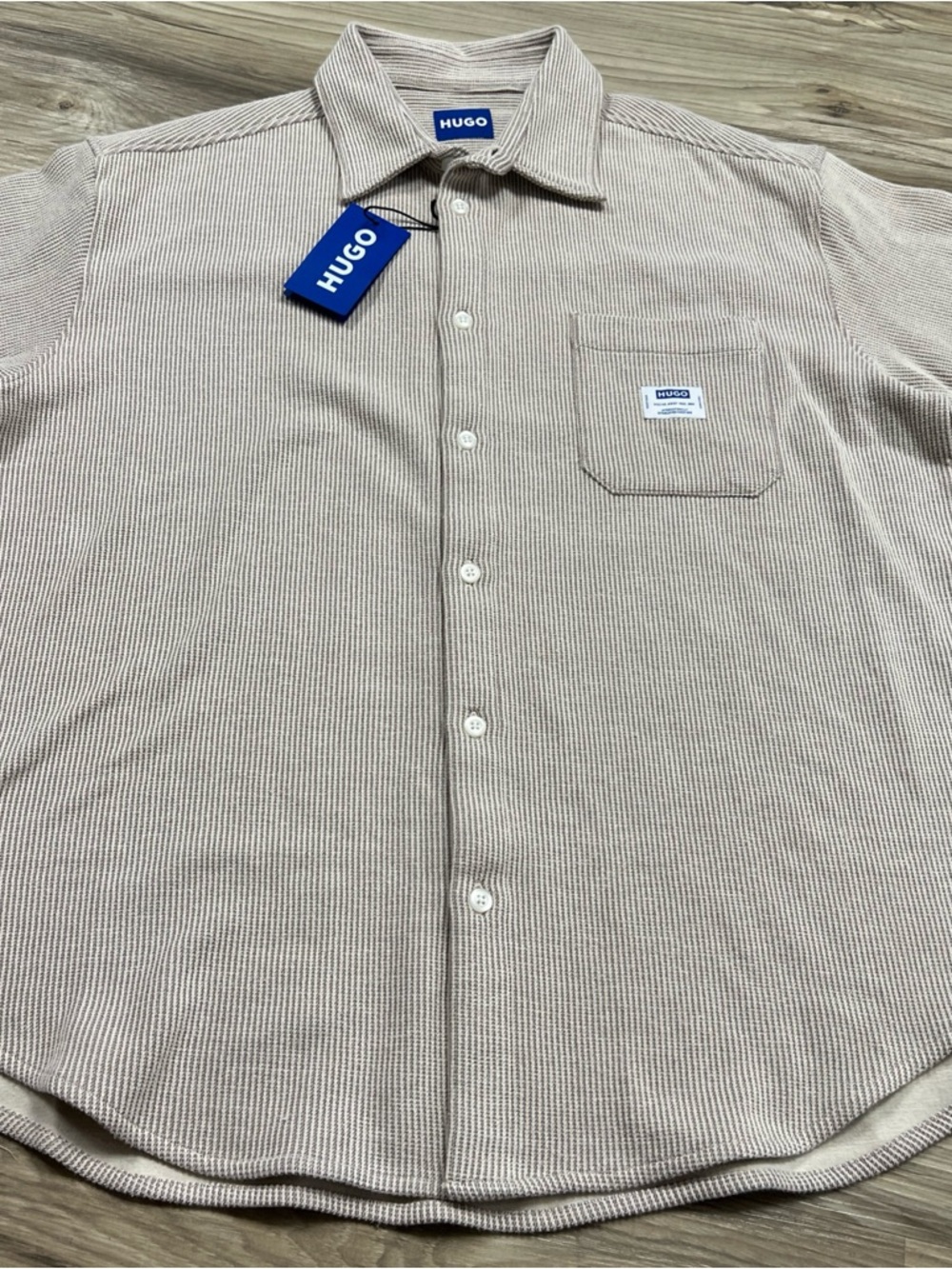 HUGO Blue Ebronn Short Sleeve Shirt  Twill Oversized Men’s Size XL NWT